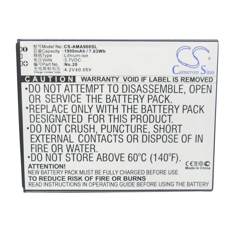 Li-ion Battery fits Amoi, 862w, a900t, a900w 3.7V, 1900mAh Mobile & SmartPhone Cameron Sino Technology Limited