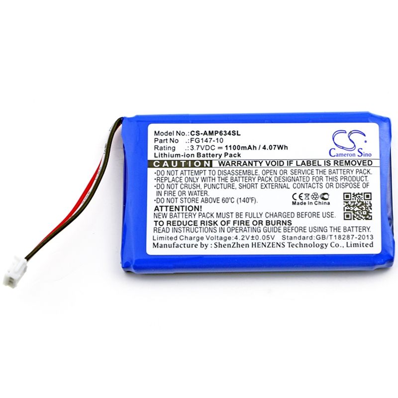 Li-ion Battery Fits Amx, Mio Modero Remote Controls, Rs634, 3.7v, 1100mah Remote Control Cameron Sino Technology Limited