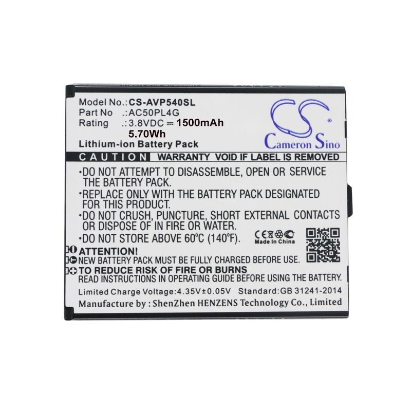 Li-ion Battery fits Archos, 50 platinum 4g, intex, cloud tread 3.8V, 1500mAh Mobile & SmartPhone Cameron Sino Technology Limited