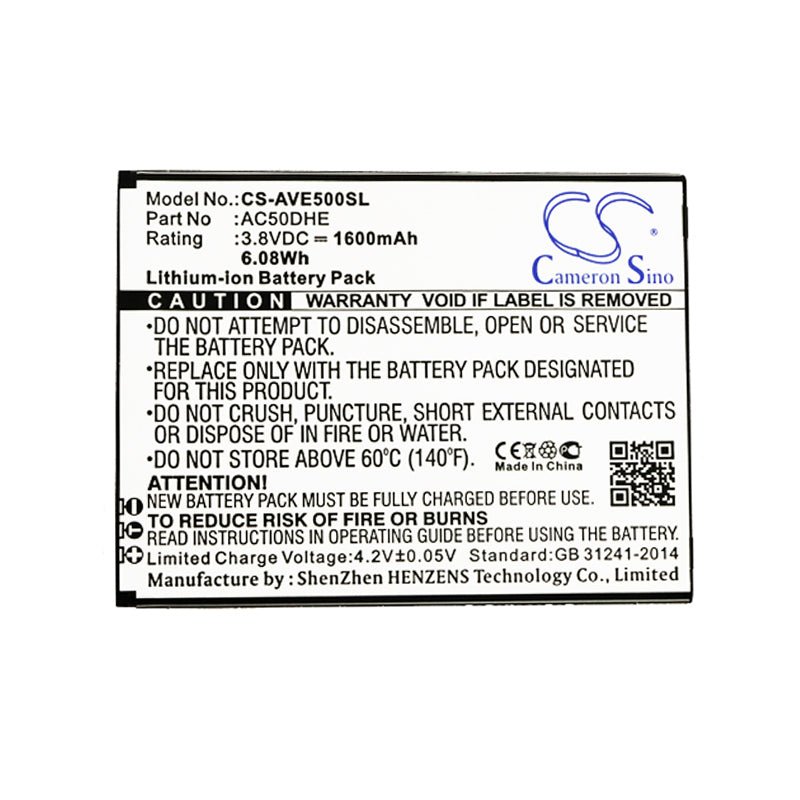 Li-ion Battery fits Archos, 50d helium, 50d helium 4g, a50d helium 3.8V, 1600mAh Mobile & SmartPhone Cameron Sino Technology Limited