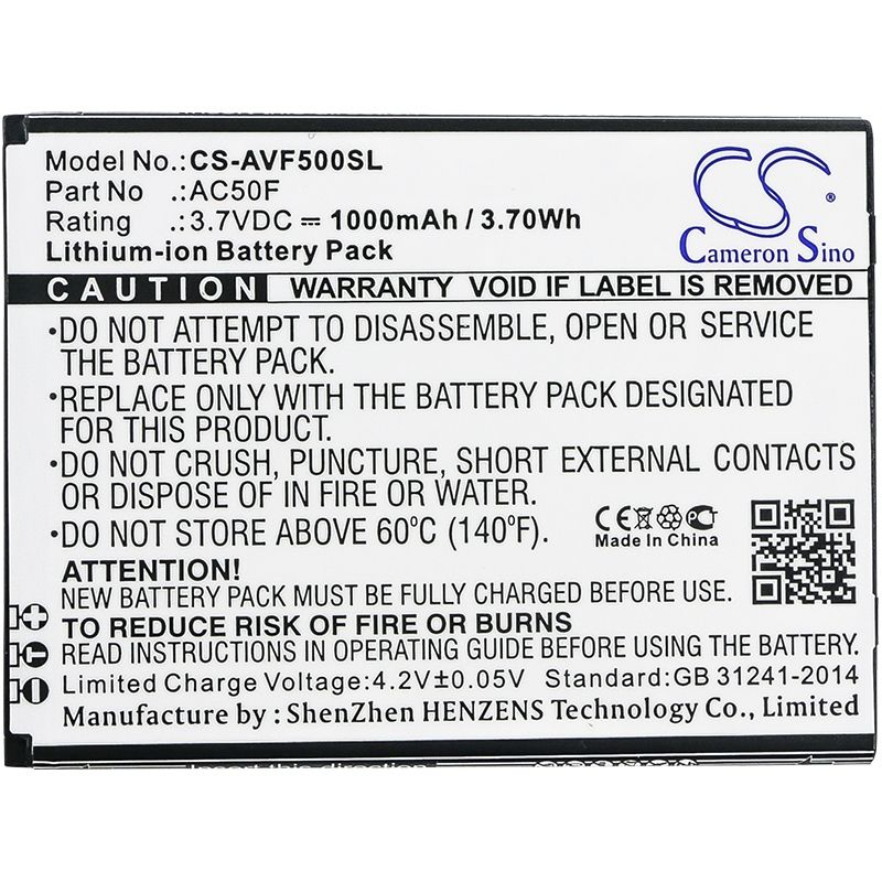 Li-ion Battery fits Archos, 50f neon 3.7V, 1000mAh Mobile & SmartPhone Cameron Sino Technology Limited