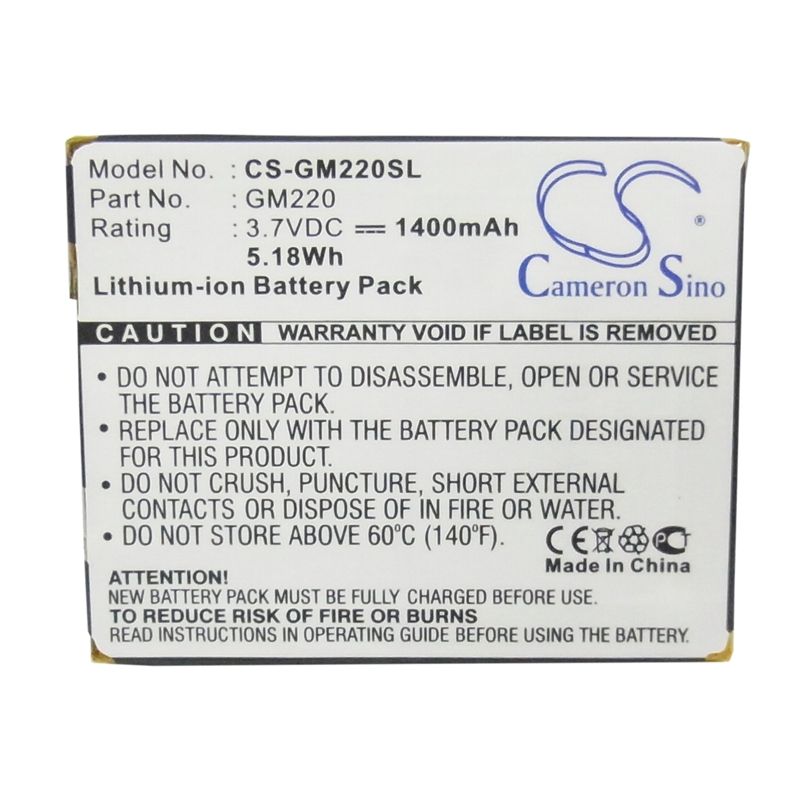 Li-ion Battery fits Archos, Gmini 220 3.7V, 1400mAh Media Player Cameron Sino Technology Limited