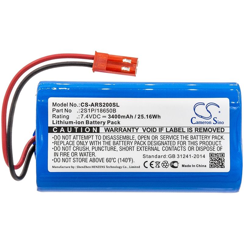 Li-ion Battery Fits Arizer, Solo, Solo 2, 7.4v, 3400mah Dry Herb Vaporizers Cameron Sino Technology Limited