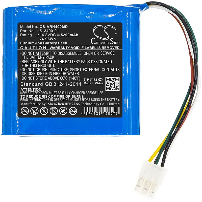 Li-ion Battery fits Arjo Huntleigh, 513400-01 14.8V, 5200mAh Medical Cameron Sino Technology Limited