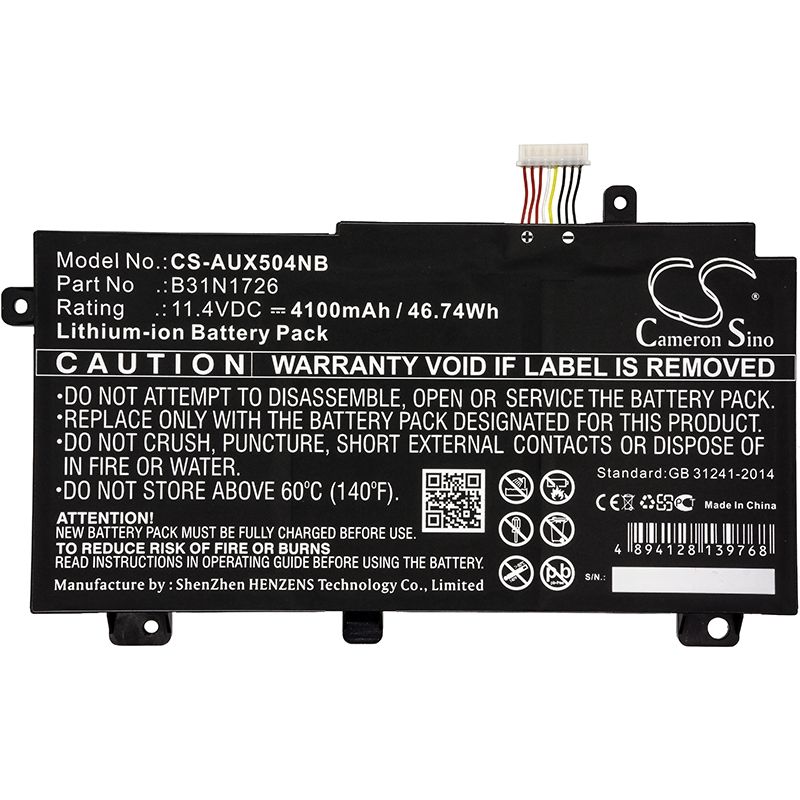 Li-ion Battery Fits Asus, Fx504, Fx504g, Fx504gd 11.4v, 4100mah Notebook & Laptop Cameron Sino Technology Limited