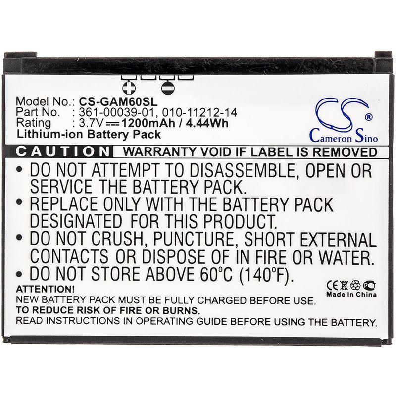 Li-ion Battery fits Asus, g60, garmin, nuvifone g60 3.7V, 1200mAh Communications Cameron Sino Technology Limited