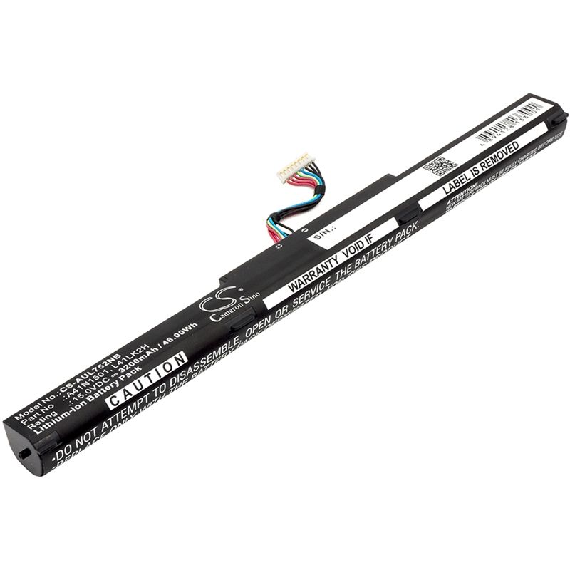 Li-ion Battery fits Asus, Gl752jw, Gl752vl, Gl752vl-1a 15.0V, 3200mAh Notebook & Laptop Cameron Sino Technology Limited