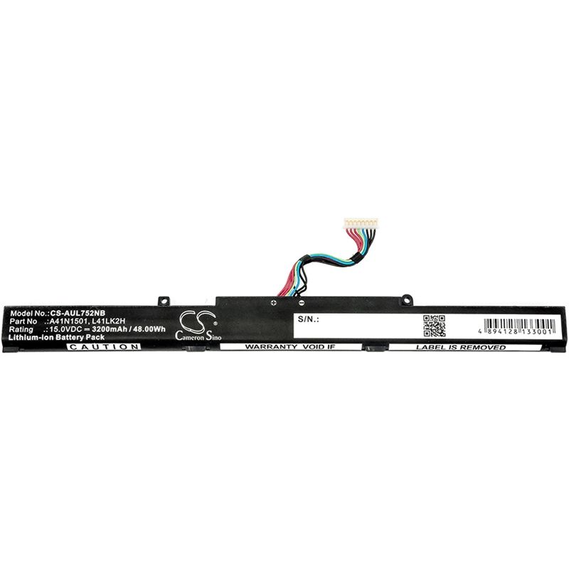 Li-ion Battery fits Asus, Gl752jw, Gl752vl, Gl752vl-1a 15.0V, 3200mAh Notebook & Laptop Cameron Sino Technology Limited