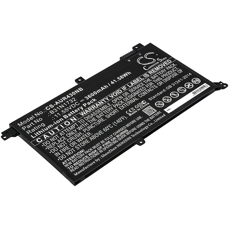 Li-ion Battery fits Asus, K430fa, K430fn 11.55V, 3600mAh Notebook & Laptop Cameron Sino Technology Limited