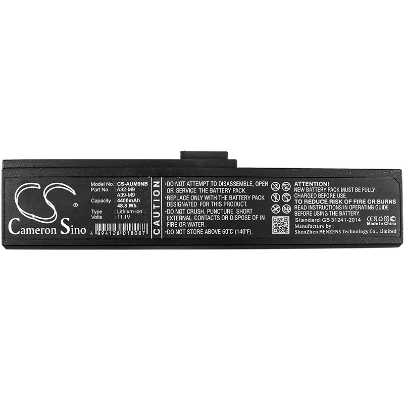 Li-ion Battery fits Asus, M9, M9a, M9f 11.1V, 4400mAh Notebook & Laptop Cameron Sino Technology Limited
