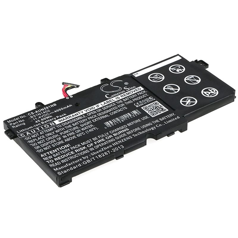 Li-ion Battery Fits Asus, N591lb, Q551, Q551ln 11.4v, 4000mah Notebook & Laptop Cameron Sino Technology Limited