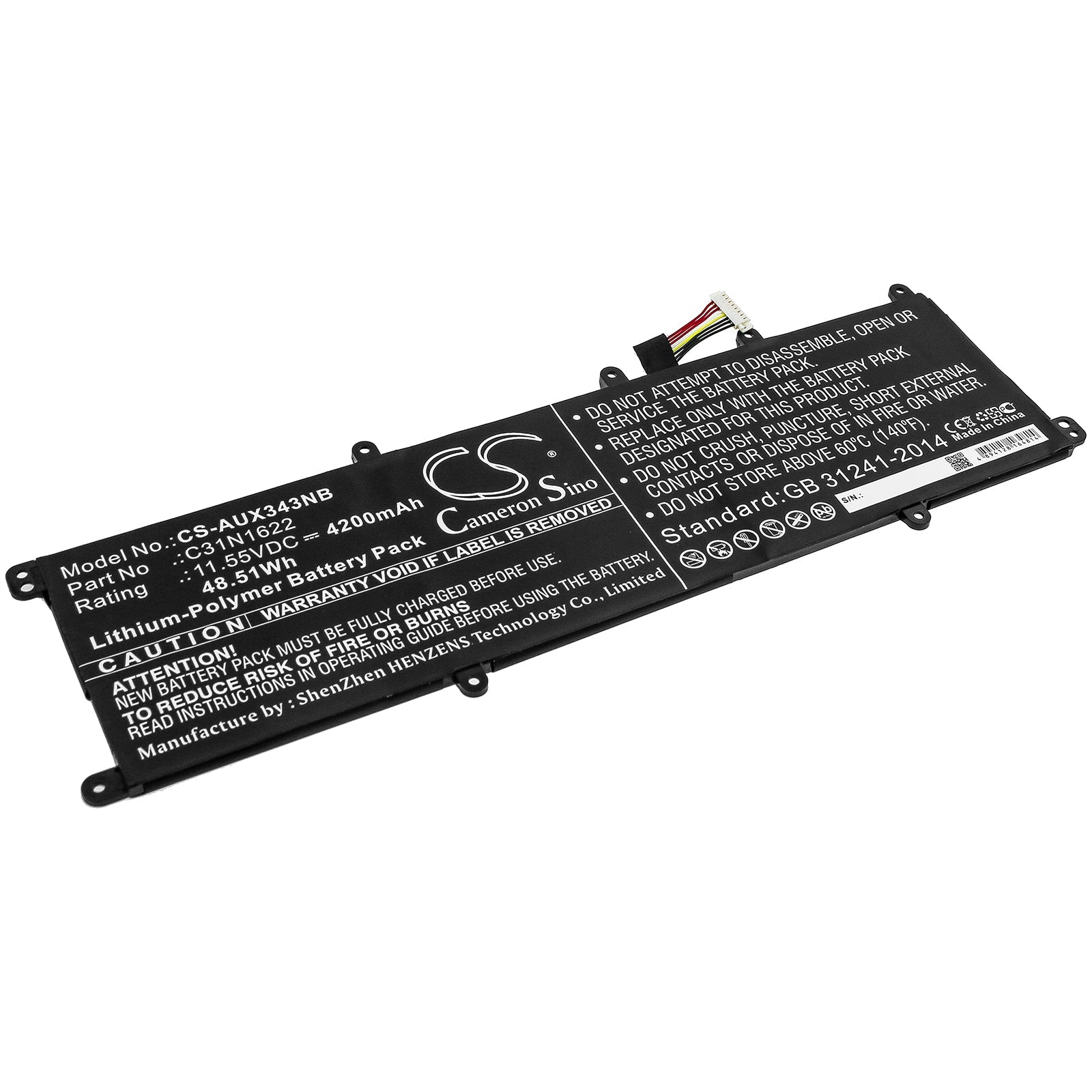 Li-ion Battery fits Asus, Ux530, Ux530uq 11.55V, 4200mAh Notebook & Laptop Cameron Sino Technology Limited
