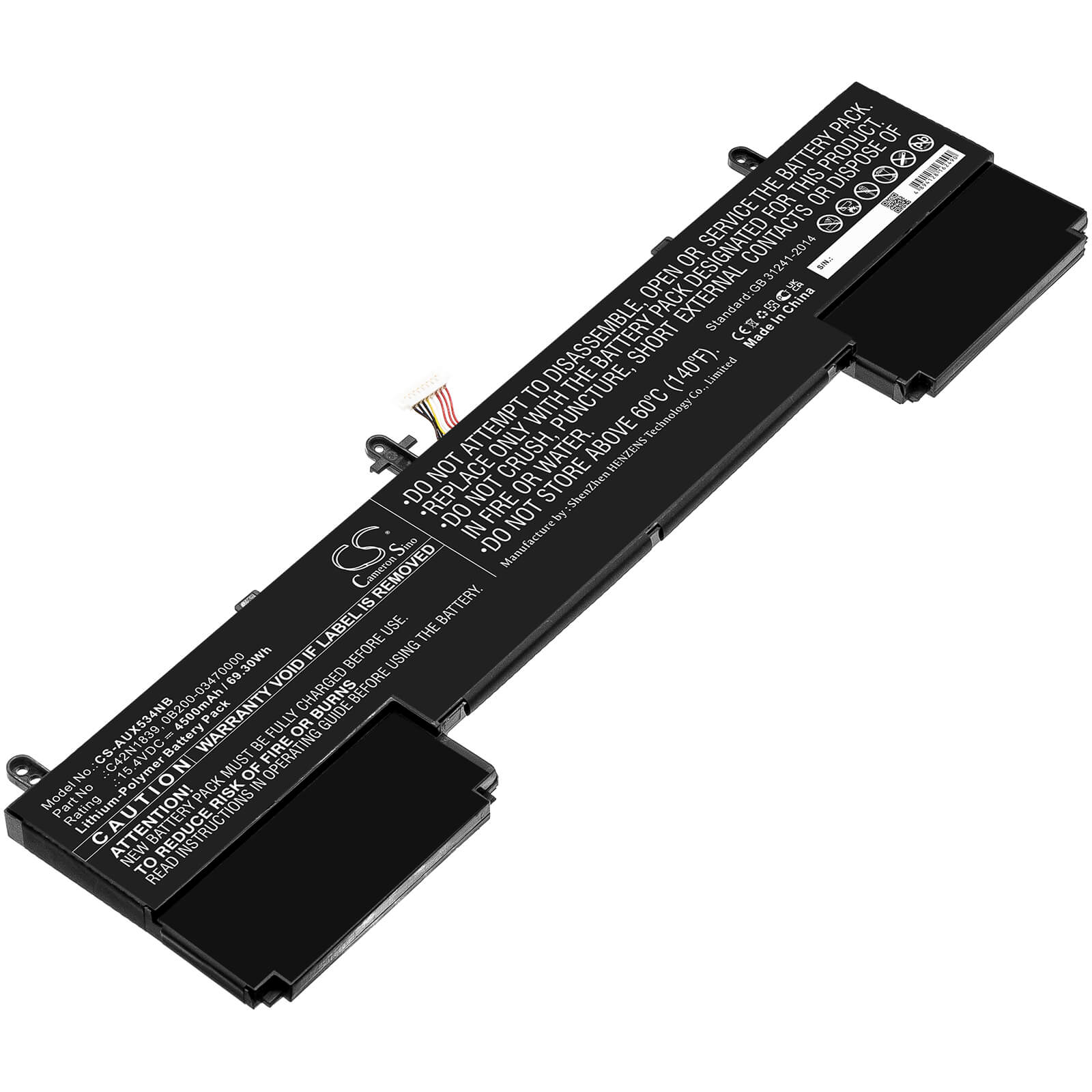 Li-ion Battery fits Asus, Ux534fa, Ux534ft 15.4V, 4500mAh Notebook & Laptop Cameron Sino Technology Limited