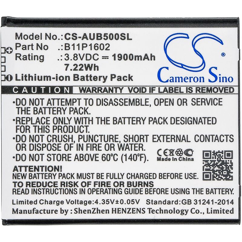 Li-ion Battery fits Asus, x00a, x00ada, zb500kl 3.8V, 1900mAh Mobile & SmartPhone Cameron Sino Technology Limited