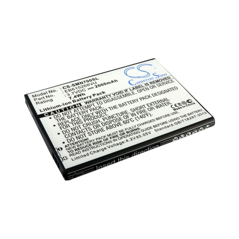 Li-ion Battery fits At&t, galaxy note, galaxy note 4g, galaxy note lte 3.7V, 2000mAh Mobile & SmartPhone Cameron Sino Technology Limited
