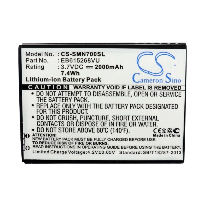 Li-ion Battery fits At&t, galaxy note, galaxy note 4g, galaxy note lte 3.7V, 2000mAh Mobile & SmartPhone Cameron Sino Technology Limited