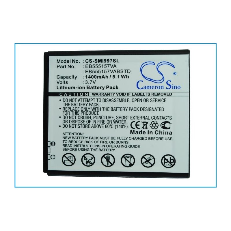 Li-ion Battery fits At&t, galaxy s ii skyrocket, infuse, sgh-i997 3.7V, 1400mAh Mobile & SmartPhone Cameron Sino Technology Limited