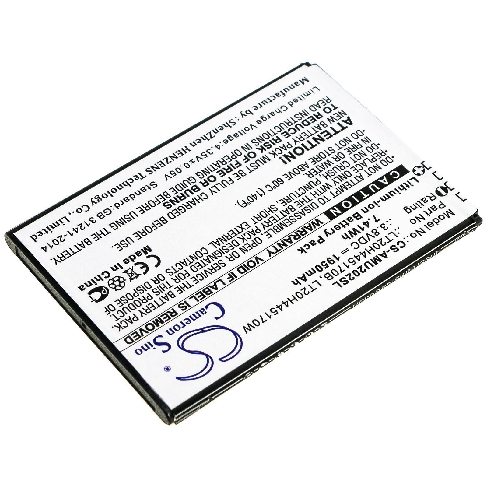 Li-ion Battery fits At&t, Lt20h445170b, Lt20h445170w 3.85V, 1950mAh Mobile & SmartPhone Cameron Sino Technology Limited