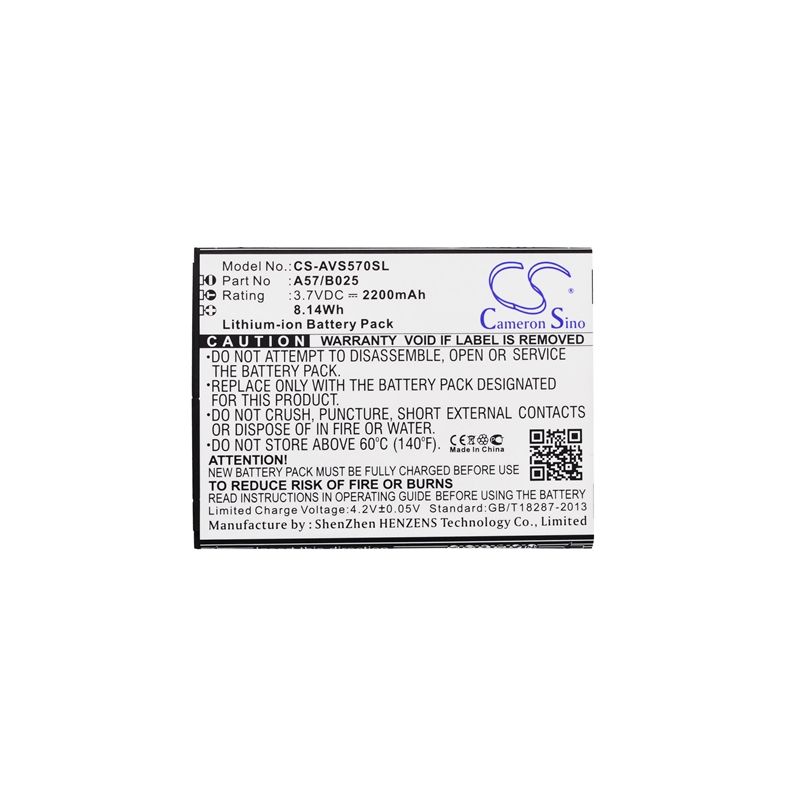 Li-ion Battery fits Avus, a57 3.7V, 2200mAh Mobile & SmartPhone Cameron Sino Technology Limited