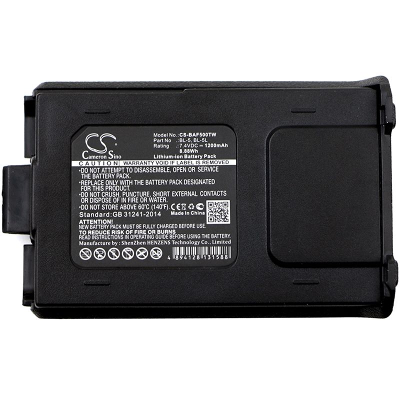 Li-ion Battery Fits Baofeng, Bf-f8 Plus, Bf-f8+, Bf-f8hp 7.4v, 1200mah Two-Way Radio Cameron Sino Technology Limited