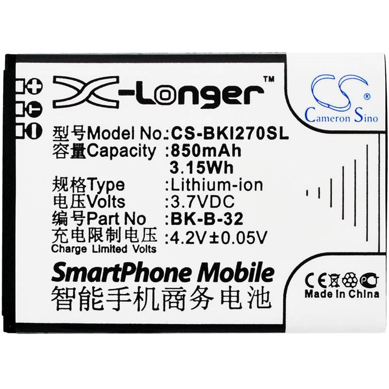 Li-ion Battery fits Bbk, i18, i270, i6 3.7V, 850mAH Mobile & SmartPhone Cameron Sino Technology Limited