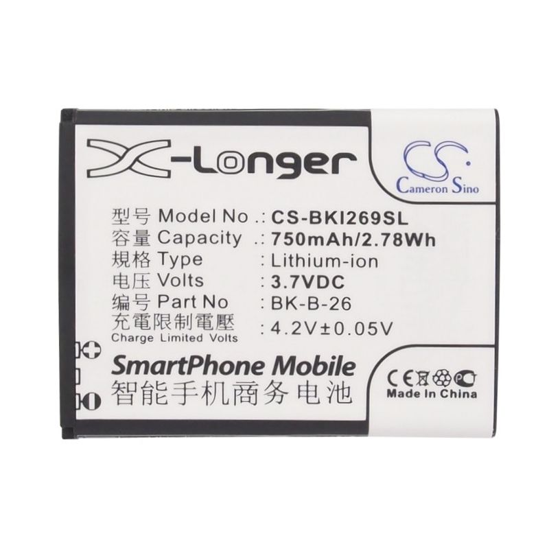 Li-ion Battery fits Bbk, i188, i269 3.7V, 750mAh Mobile & SmartPhone Cameron Sino Technology Limited