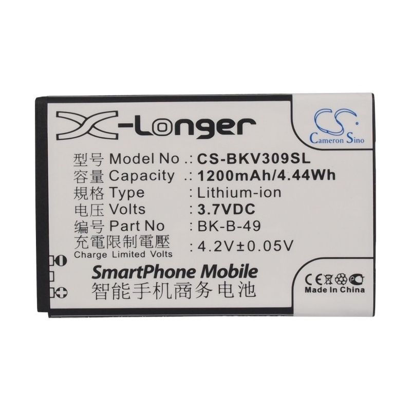 Li-ion Battery fits Bbk, vivo e1t, vivo i370, vivo s7 3.7V, 1200mAh Mobile & SmartPhone Cameron Sino Technology Limited