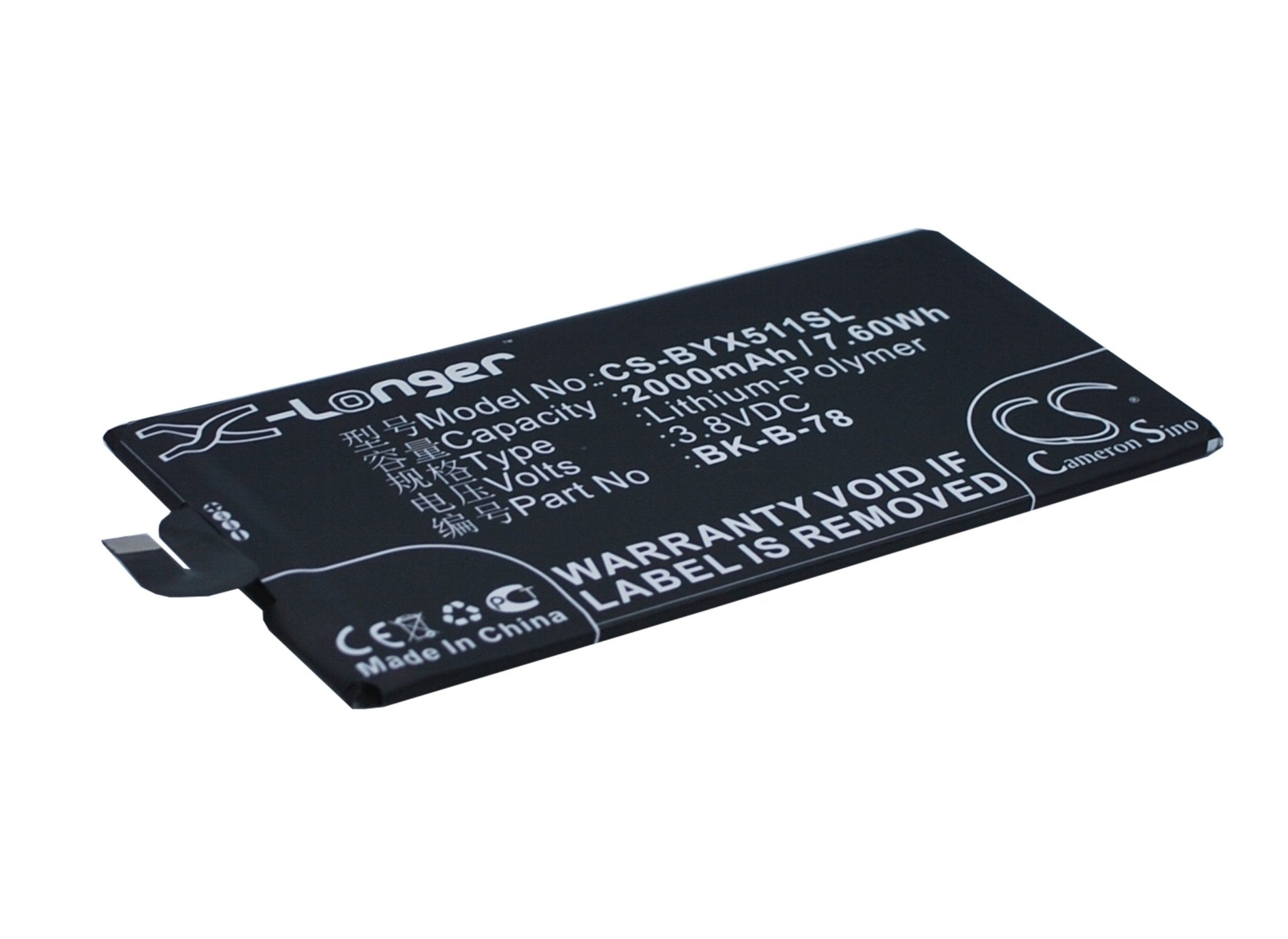 Li-ion Battery fits Bbk, Vivo X5 Max, Vivo X5 Max+, X5 Max V 3.8V, 2000mAh Communications Cameron Sino Technology Limited (Suspended)