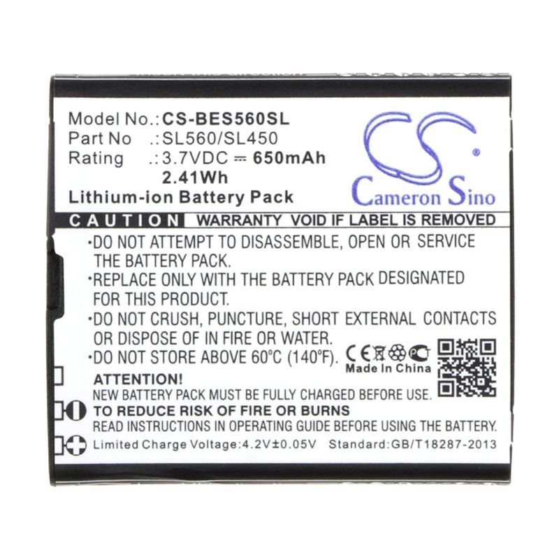 Li-ion Battery fits Bea-fon, sl450, sl560 3.7V, 650mAh Mobile & SmartPhone Cameron Sino Technology Limited