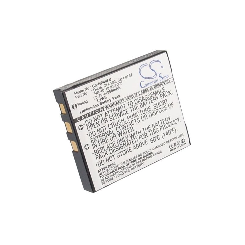 Li-ion Battery fits Benq, Dc X600, X600, Braun 3.7V, 850mAh Camera Cameron Sino Technology Limited