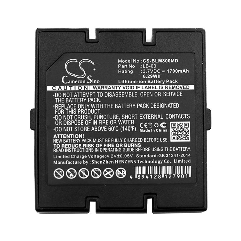 Li-ion Battery fits Biolicht, M800, Bolate, Lb-03 3.7V, 1700mAh Medical Cameron Sino Technology Limited