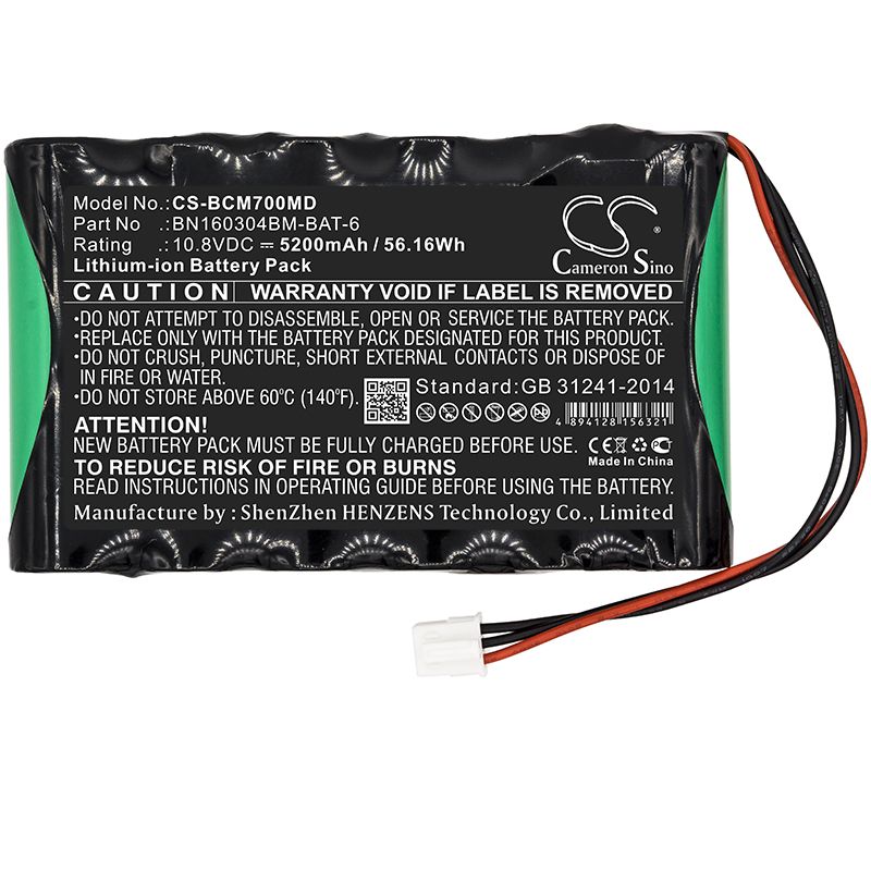 Li-ion Battery fits Bionet, Bm7vet Main 10.8V, 5200mAh Medical Cameron Sino Technology Limited