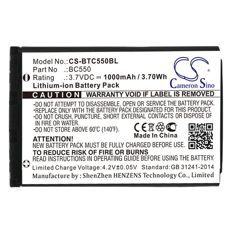 Li-ion Battery fits Bitel, Bc550 3.7V, 1000mAh Payment Terminal Cameron Sino Technology Limited