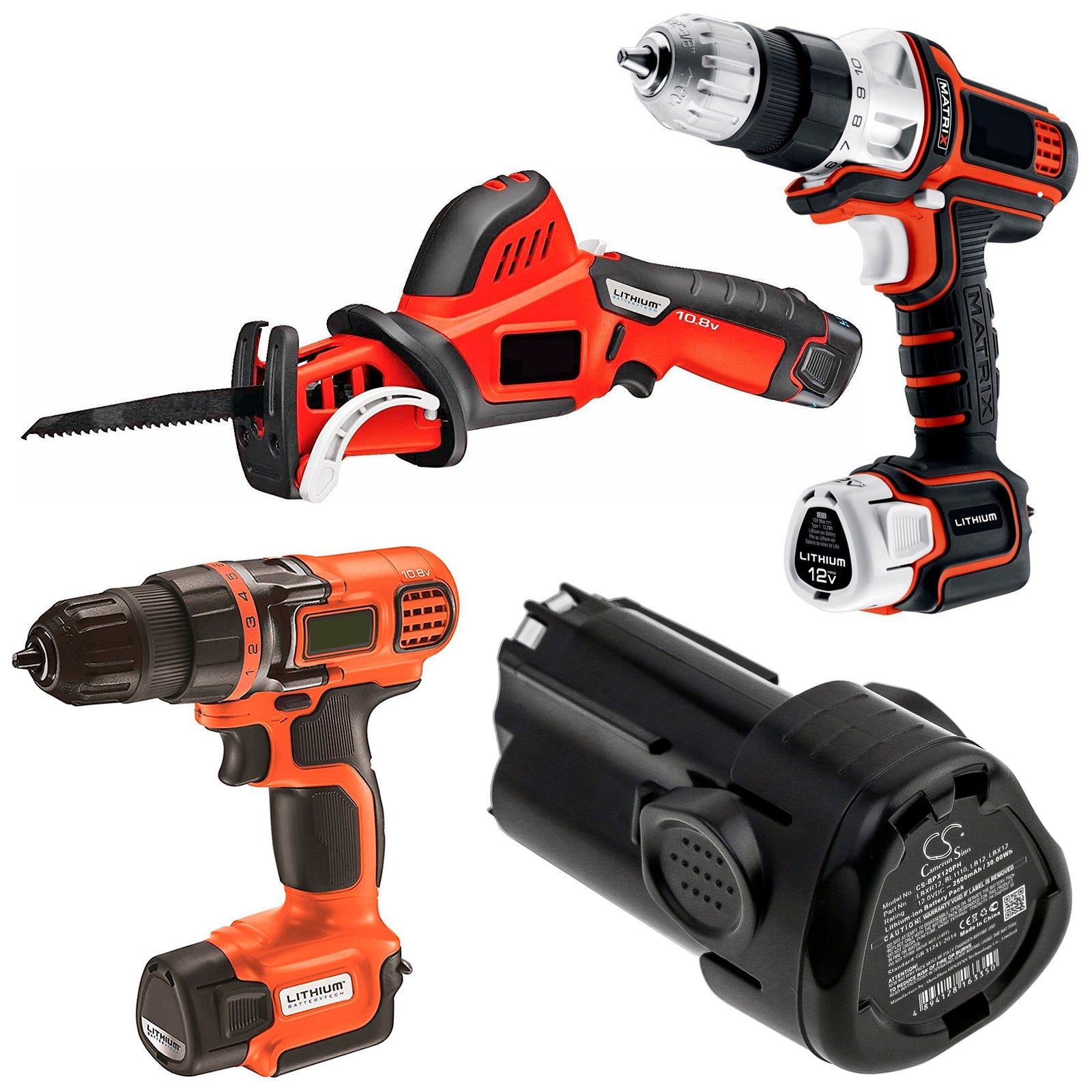 Li-ion Battery fits Black & Decker, Bdcdmt112, Egbl108 12.0V, 2500mAh Power Tools Cameron Sino Technology Limited