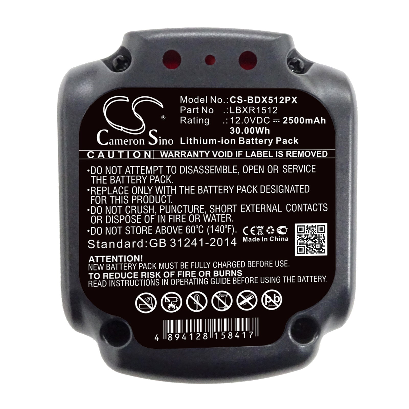 Li-ion Battery fits Black & Decker, Lbxr1512 12.0V, 2500mAh Power Tools Cameron Sino Technology Limited