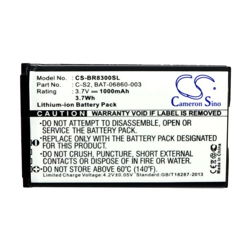 Li-ion Battery Fits Blackberry, Aries, Curve 3g, Curve 3g 9300 3.7v, 1000mah Communications Cameron Sino Technology Limited
