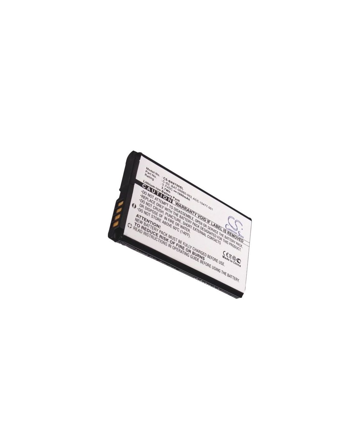 Li-ion Battery fits Blackberry,8700, 8700c, 8700f 3.7V, 1000mAh Communications Cameron Sino Technology Limited