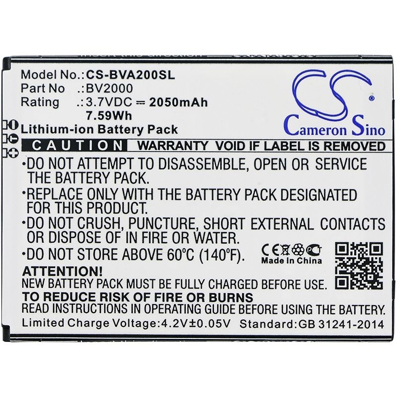 Li-ion Battery fits Blackview, bv2000 3.7V, 2050mAh Mobile & SmartPhone Cameron Sino Technology Limited