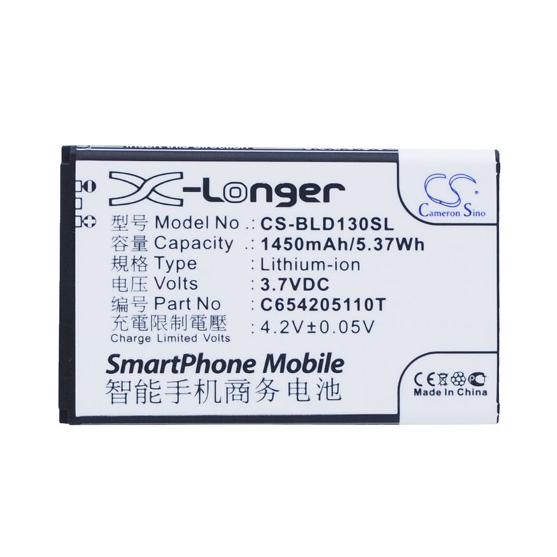 Li-ion Battery fits Blu, a130a, d120, d130 3.7V, 1450mAh Mobile & SmartPhone Cameron Sino Technology Limited