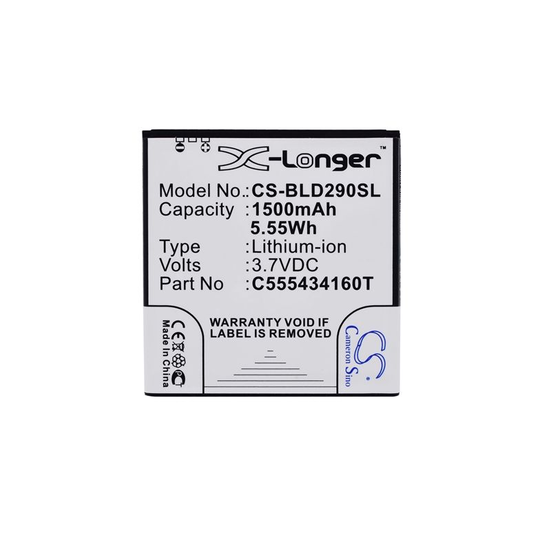 Li-ion Battery fits Blu, amour, d290, d290i 3.7V, 1500mAh Communications Cameron Sino Technology Limited (Suspended)
