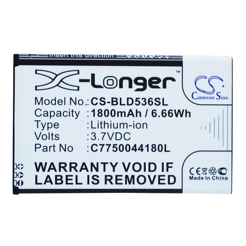 Li-ion Battery Fits Blu, D030, D030l, D030u 3.7v, 1800mah Mobile & SmartPhone Cameron Sino Technology Limited