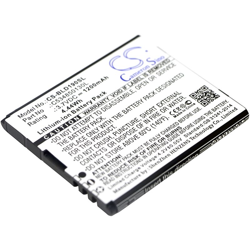 Li-ion Battery fits Blu, d190, dash jr 3g 3.7V, 1200mAh Communications Cameron Sino Technology Limited (Suspended)