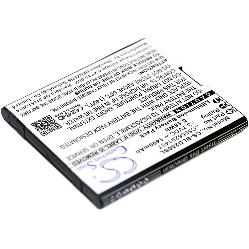 Li-ion Battery fits Blu, d250, dash l2, dash l3 3.7V, 1400mAh Mobile & SmartPhone Cameron Sino Technology Limited