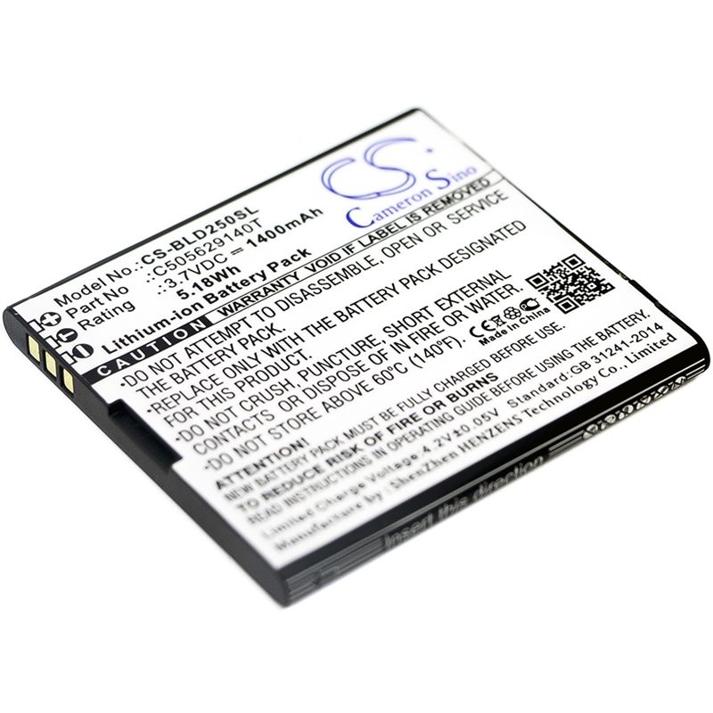 Li-ion Battery fits Blu, d250, dash l2, dash l3 3.7V, 1400mAh Mobile & SmartPhone Cameron Sino Technology Limited