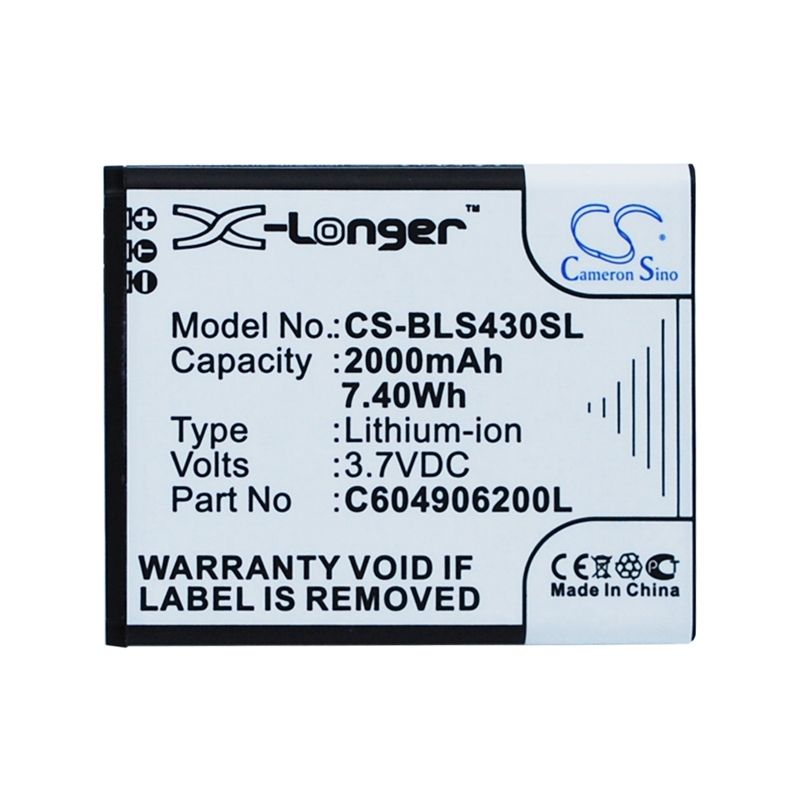 Li-ion Battery fits Blu, d310, dash 4.5, s430l 3.7V, 2000mAh Mobile & SmartPhone Cameron Sino Technology Limited