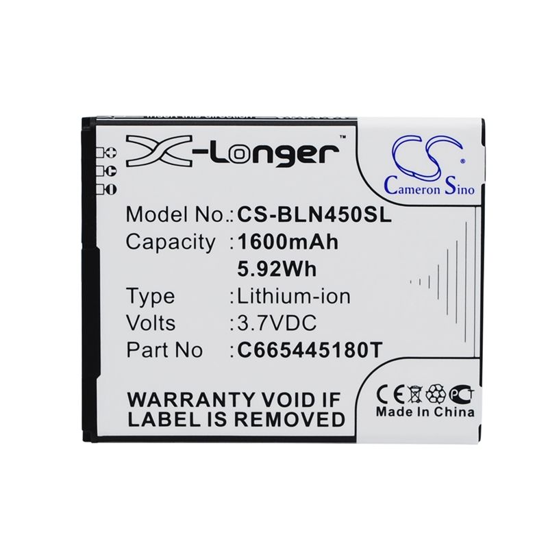 Li-ion Battery Fits Blu, D330l, Neo 4.5, S330l 3.7v, 1600mah Communications Cameron Sino Technology Limited