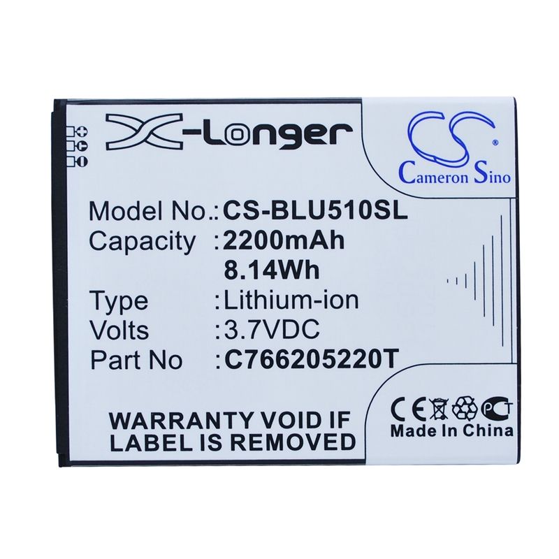 Li-ion Battery fits Blu, d550, d550a, d551a 3.7V, 2200mAh Mobile & SmartPhone Cameron Sino Technology Limited