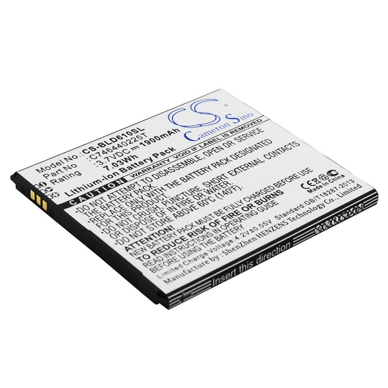 Li-ion Battery fits Blu, d610, d610a, d610i 3.7V, 1900mAh Mobile & SmartPhone Cameron Sino Technology Limited