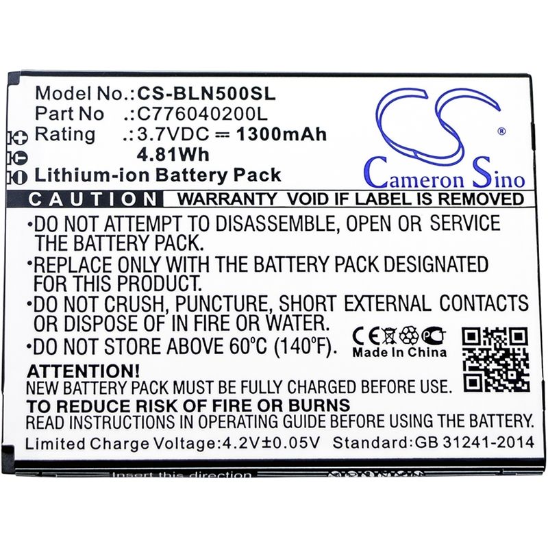 Li-ion Battery fits Blu, n010, n010l, n010u 3.7V, 1300mAh Mobile & SmartPhone Cameron Sino Technology Limited