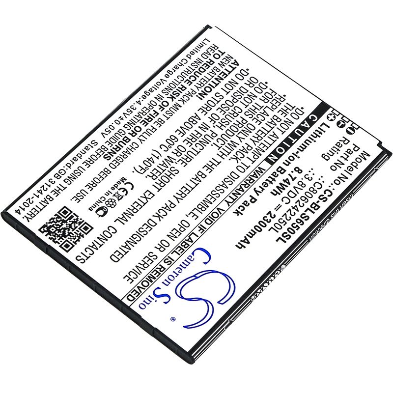 Li-ion Battery fits Blu, s0350ww, s650p, studio j8 lte 3.8V, 2300mAh Communications Cameron Sino Technology Limited